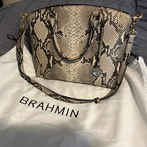 Brahmin Medium Duxbury Satchel Metallic Python Pattern